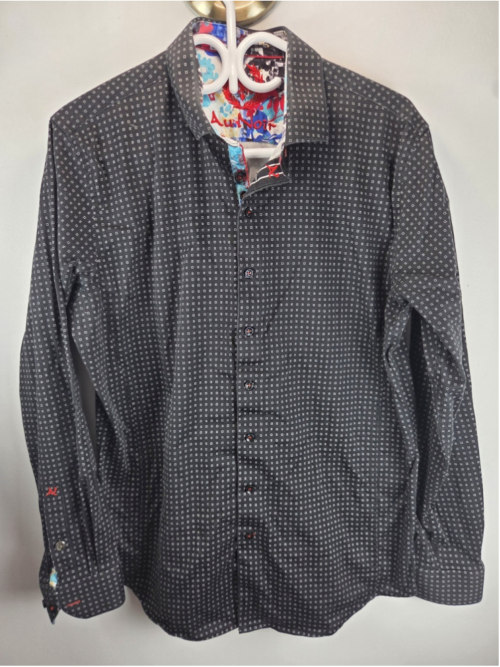 Au Noir Men's Dress Shirt Long Sleeves Black Size 4/L Pre-Owned